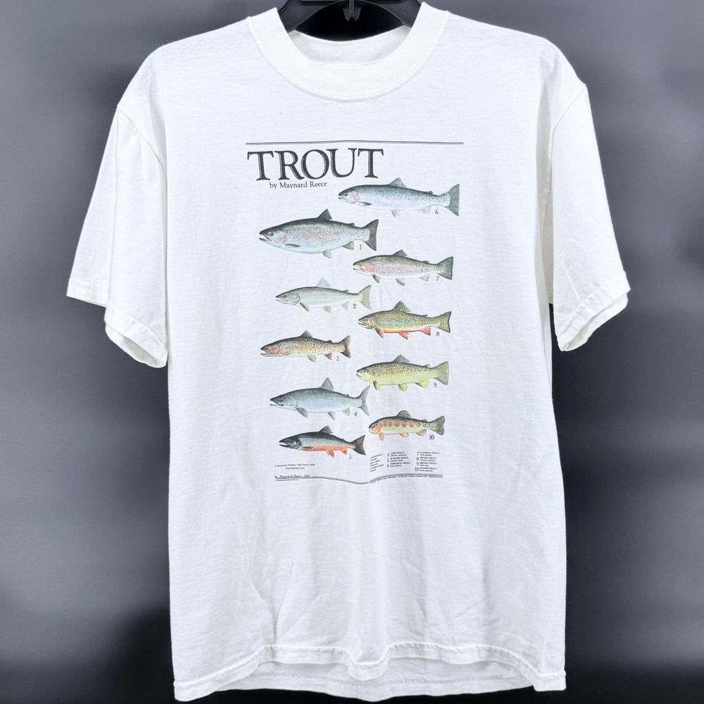 M&O Knits Trout Maynard Reece Mens M Heavyweight Cotton Fishing T-Shirt
